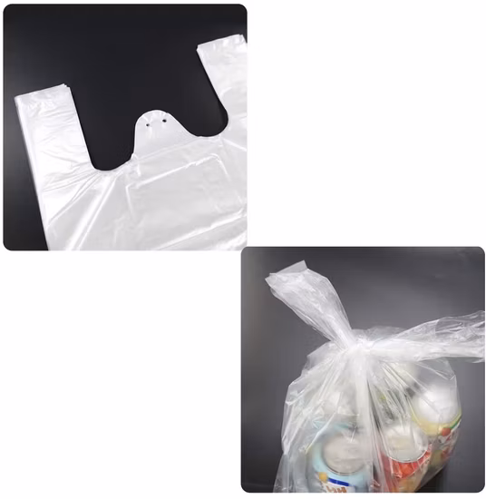 T-shirt en plastique blanc ordinaire en PEHD sac à provisions pour supermarché