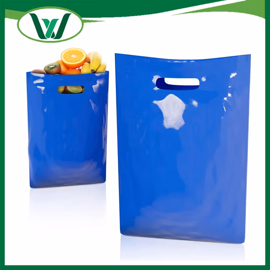 Sacs de transport d'emballage en plastique à poignée découpée en PEHD pour le shopping / souvenirs (FLD-8612)
